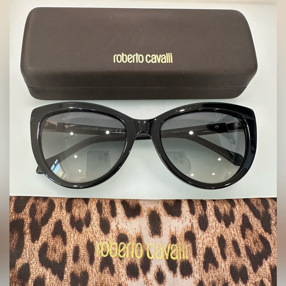 ROBERTO CAVALLI Achird 787S 01B Black Cat Eye Sunglasses 55-18-140 MADE IN ITALY